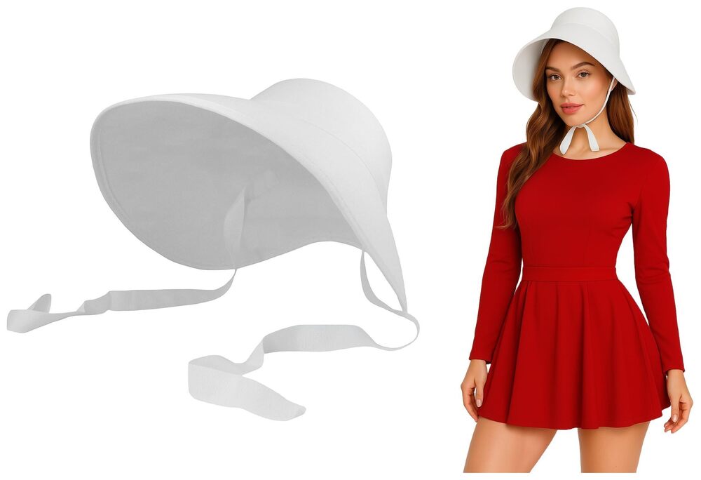9887 Bo Peep Hat White Pilgrim Bonnet Hats Old Fashioned Victorian